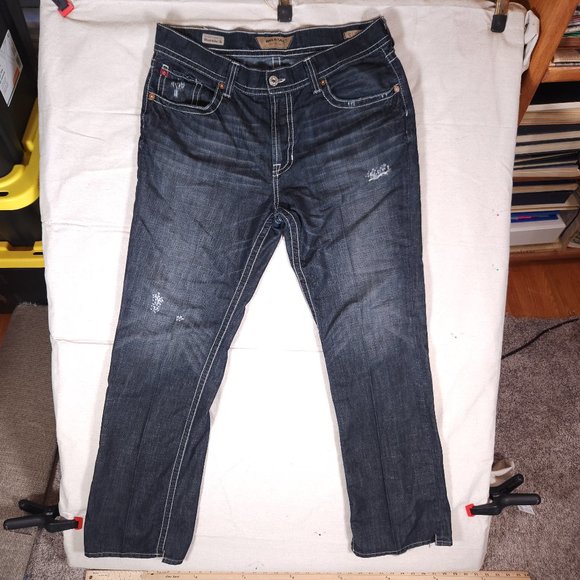 Big Star Other - Big Star Blue Jeans Mens 38L Pioneer Boot Distressed Arcuates Stitching USA